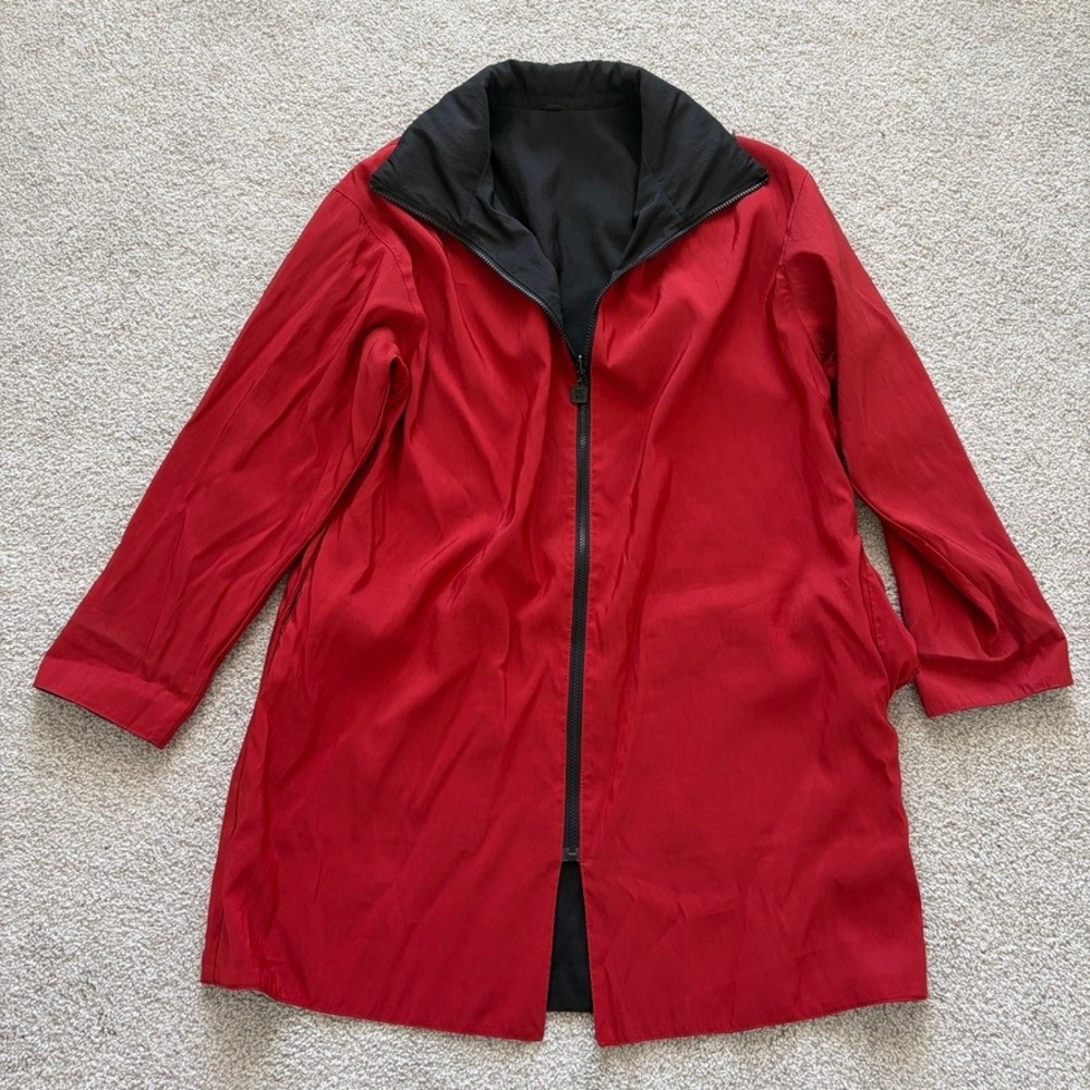 Mycra Pac Now‎ Reversible Raincoat Womens S Red Black Packable Hood Minimalist
